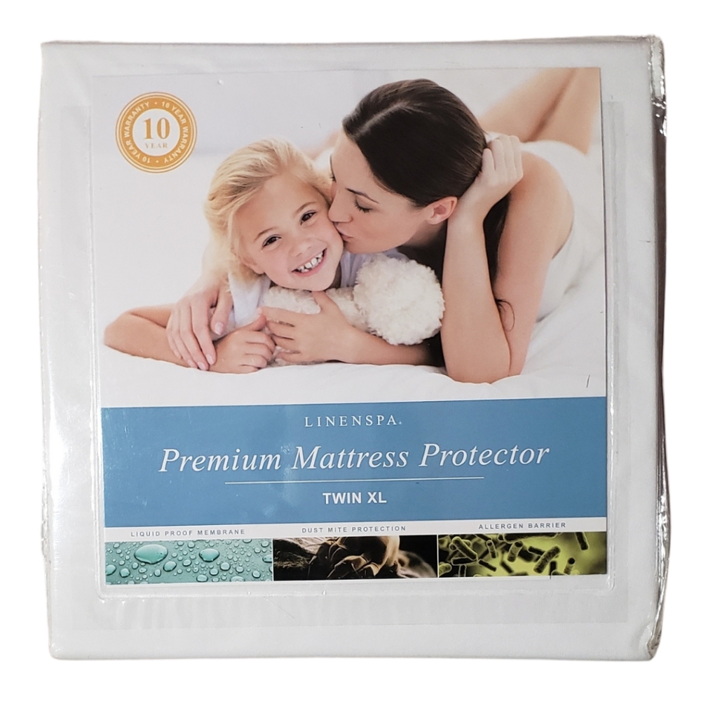Linenspa Premium Twin XL Mattress Protector Liquid Proof White Waterproof NIB